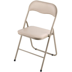 4 Pack Folding Chairs, Foldable Leather Chairs with Heavy Duty Metal Frame & Padded Cushion, Portable Folding Card Table Chairs, Stackable Seats for Home, Yard, Garden, Parties, Events, Khaki