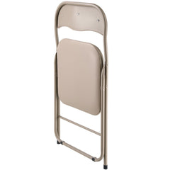 4 Pack Folding Chairs, Foldable Leather Chairs with Heavy Duty Metal Frame & Padded Cushion, Portable Folding Card Table Chairs, Stackable Seats for Home, Yard, Garden, Parties, Events, Khaki