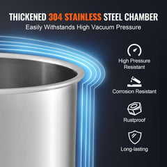 5 Gallon Vacuum Chamber, Upgraded Tempered Glass Lid Vacuum Degassing Chamber, 304 Stainless Steel Chamber, for Stabilizing Wood, Resin Degassing, Silicone Degassing and Plaster Degassing