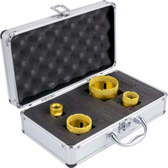 Diamond Drill Bits 4PCS Diamond Hole Saw 25/35/50/68mm Tile Hole Saw Kit Vacuum Brazed Diamond Drill Bit 0.59in/15mm Segment Tile Hole Saw w Storage Case for Tile Ceramic Porcelain Marble Stone