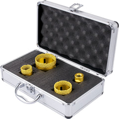 Diamond Drill Bits 4PCS Diamond Hole Saw 25/35/50/68mm Tile Hole Saw Kit Vacuum Brazed Diamond Drill Bit 0.59in/15mm Segment Tile Hole Saw w Storage Case for Tile Ceramic Porcelain Marble Stone