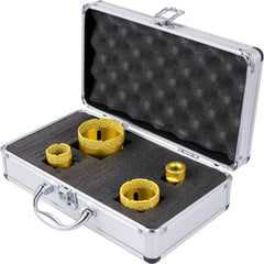 Diamond Drill Bits 4PCS Diamond Hole Saw 25/35/50/68mm Tile Hole Saw Kit Vacuum Brazed Diamond Drill Bit 0.59in/15mm Segment Tile Hole Saw w Storage Case for Tile Ceramic Porcelain Marble Stone