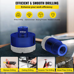 Diamond Drill Bits 4PCS Diamond Hole Saw 35/40/50/68mm Tile Hole Saw Kit Vacuum Brazed Diamond Drill Bit 0.59in/15mm Segment Tile Hole Saw w Storage Case for Tile Ceramic Porcelain Marble Stone