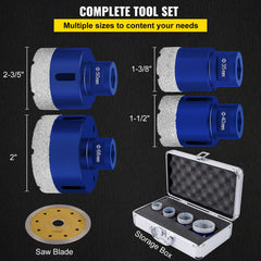 Diamond Drill Bits 4PCS Diamond Hole Saw 35/40/50/68mm Tile Hole Saw Kit Vacuum Brazed Diamond Drill Bit 0.59in/15mm Segment Tile Hole Saw w Storage Case for Tile Ceramic Porcelain Marble Stone