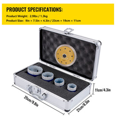 Diamond Drill Bits 4PCS Diamond Hole Saw 35/40/50/68mm Tile Hole Saw Kit Vacuum Brazed Diamond Drill Bit 0.59in/15mm Segment Tile Hole Saw w Storage Case for Tile Ceramic Porcelain Marble Stone