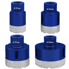 Diamond Drill Bits 4PCS Diamond Hole Saw 35/40/50/68mm Tile Hole Saw Kit Vacuum Brazed Diamond Drill Bit 0.59in/15mm Segment Tile Hole Saw w Storage Case for Tile Ceramic Porcelain Marble Stone