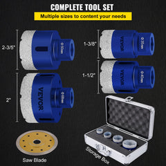 Diamond Drill Bits 4PCS Diamond Hole Saw 35/40/50/68mm Tile Hole Saw Kit Vacuum Brazed Diamond Drill Bit 0.59in/15mm Segment Tile Hole Saw w Storage Case for Tile Ceramic Porcelain Marble Stone