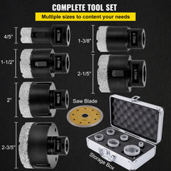 Diamond Drill Bits 6PCS Diamond Hole Saw 20/35/40/50/55/68mm Tile Hole Saw Kit Vacuum Brazed Diamond Drill Bit 0.59in/15mm Segment Tile Hole Saw w Storage Case for Tile Ceramic Porcelain Marble