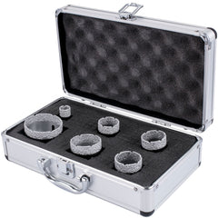Diamond Drill Bits 6PCS Diamond Hole Saw 20/35/40/50/55/68mm Tile Hole Saw Kit Vacuum Brazed Diamond Drill Bit 0.59in/15mm Segment Tile Hole Saw w Storage Case for Tile Ceramic Porcelain Marble