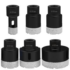 Diamond Drill Bits 6PCS Diamond Hole Saw 20/35/40/50/55/68mm Tile Hole Saw Kit Vacuum Brazed Diamond Drill Bit 0.59in/15mm Segment Tile Hole Saw w Storage Case for Tile Ceramic Porcelain Marble