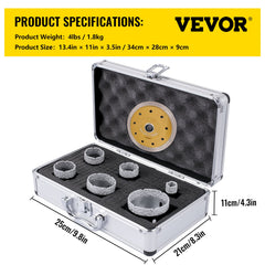 Diamond Drill Bits 6PCS Diamond Hole Saw 20/35/40/50/55/68mm Tile Hole Saw Kit Vacuum Brazed Diamond Drill Bit 0.59in/15mm Segment Tile Hole Saw w Storage Case for Tile Ceramic Porcelain Marble