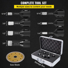 Diamond Drill Bits 7PCS Diamond Hole Saw 6/6/8/8/10/12/14mm Tile Hole Saw Kit Vacuum Brazed Diamond Drill Bit 0.59in/15mm Segment Tile Hole Saw w Storage Case for Tile Ceramic Porcelain Marble