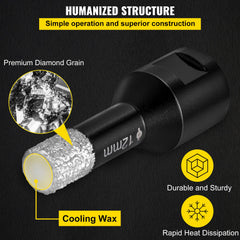 Diamond Drill Bits 7PCS Diamond Hole Saw 6/6/8/8/10/12/14mm Tile Hole Saw Kit Vacuum Brazed Diamond Drill Bit 0.59in/15mm Segment Tile Hole Saw w Storage Case for Tile Ceramic Porcelain Marble