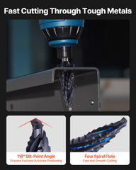 Step Drill Bit Set, 3.2 - 22.2 mm, 3 Pieces Step Drill Bits, 6.35 mm Hex Shank, TiAlN Coating Cobalt HSS High Speed Steel, for Metal, Stainless Steel, Aluminum, Wood, Plastic, Fiberglass