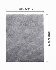 Indoor Plush Area Rugs, 2.44 x 3.05m Soft Plush Carpet, Furry Shag Area Rugs for Living Room, Bedroom, Sunroom, Modern Home Decor Aesthetic, Non-Shedding, Non-Woven, Slip-Resistant, Smoke Gray