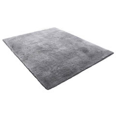 Indoor Plush Area Rugs, 2.44 x 3.05m Soft Plush Carpet, Furry Shag Area Rugs for Living Room, Bedroom, Sunroom, Modern Home Decor Aesthetic, Non-Shedding, Non-Woven, Slip-Resistant, Smoke Gray