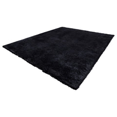 Indoor Plush Area Rugs, 2.44 x 3.05m Soft Plush Carpet, Furry Shag Area Rugs for Living Room, Bedroom, Sunroom, Modern Home Decor Aesthetic, Non-Shedding, Non-Woven, Slip-Resistant, Black