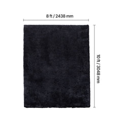 Indoor Plush Area Rugs, 2.44 x 3.05m Soft Plush Carpet, Furry Shag Area Rugs for Living Room, Bedroom, Sunroom, Modern Home Decor Aesthetic, Non-Shedding, Non-Woven, Slip-Resistant, Black