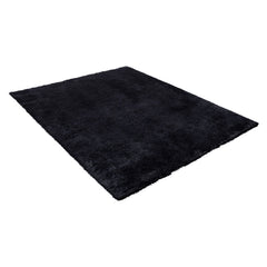 Indoor Plush Area Rugs, 2.44 x 3.05m Soft Plush Carpet, Furry Shag Area Rugs for Living Room, Bedroom, Sunroom, Modern Home Decor Aesthetic, Non-Shedding, Non-Woven, Slip-Resistant, Black