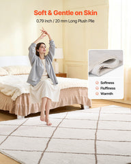 Indoor Plush Area Rugs, 2.44 x 3.05m Plush Carpet, Area Rugs Furry with Long Plushs Pile, Thick & Durable High-Pile Rug for High-Traffic Areas, Bedroom, Non-Shedding & Non-Slip Backing, Beige
