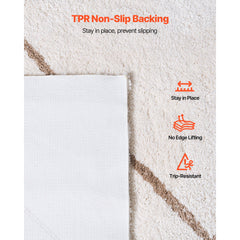Indoor Plush Area Rugs, 2.44 x 3.05m Plush Carpet, Area Rugs Furry with Long Plushs Pile, Thick & Durable High-Pile Rug for High-Traffic Areas, Bedroom, Non-Shedding & Non-Slip Backing, Beige