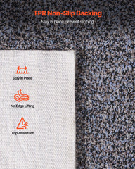 Indoor Plush Area Rugs, 2.44 x 3.05m Plush Carpet, Area Rugs Furry with Long Plushs Pile, Thick & Durable High-Pile Rug for High-Traffic Areas, Non-Shedding & Non-Slip Backing, Blue-Gray