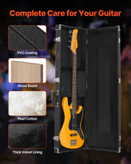 Bass Guitar Hard Case, 1220 mm Rectangular Guitar Hard Case, With Lock Latch Keys Handle, PVC Padding Soft Lining Water-Resistant Hard Shell Guitar Case, for 990-1180 mm Bass Guitars, Black