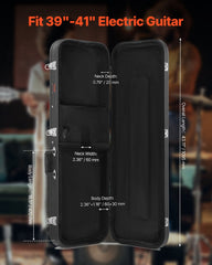 Electric Guitar Hard Case, 1095 mm Rectangular Guitar Hard Case, With Lock Latch Keys Handle, PVC Padding Soft Lining Water-Resistant Hard Shell Guitar Cases, for 990 mm Electric Guitars, Black