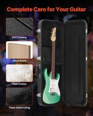 Electric Guitar Hard Case, 1095 mm Rectangular Guitar Hard Case, With Lock Latch Keys Handle, PVC Padding Soft Lining Water-Resistant Hard Shell Guitar Cases, for 990 mm Electric Guitars, Black