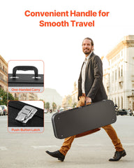 Electric Guitar Hard Case, 1095 mm Rectangular Guitar Hard Case, With Lock Latch Keys Handle, PVC Padding Soft Lining Water-Resistant Hard Shell Guitar Cases, for 990 mm Electric Guitars, Black