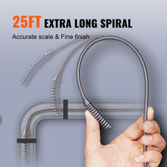 Drain Auger 25ft 1/4in Drum Plumbing Drain Snake Clog Remover Autofeed