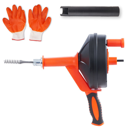 Drain Auger 25ft 1/4in Drum Plumbing Drain Snake Clog Remover Manual-feed