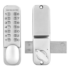 Mechanical Keyless Entry Door Lock, 14 Key Mechanical Door Lock, Mechanical Keypad Door Lock with Adjustable Thumb Knob, Single-Side Zinc Alloy Waterproof Keyless Gate Lock, for Home Office