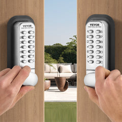 Mechanical Keyless Entry Door Lock, 14 Key Mechanical Door Lock, Mechanical Keypad Door Lock with Adjustable Thumb Knob, Single-Side Zinc Alloy Waterproof Keyless Gate Lock, for Home Office
