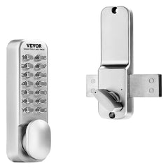 Mechanical Keyless Entry Door Lock, 14 Key Mechanical Door Lock, Mechanical Keypad Door Lock with Adjustable Thumb Knob, Single-Side Zinc Alloy Waterproof Keyless Gate Lock, for Home Office