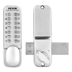 Mechanical Keyless Entry Door Lock, 14 Key Mechanical Door Lock, Mechanical Keypad Door Lock with Adjustable Thumb Knob, Single-Side Zinc Alloy Waterproof Keyless Gate Lock, for Home Office
