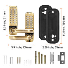 Mechanical Keyless Entry Door Lock, 14 Key Mechanical Door Lock, Mechanical Keypad Door Lock with Handle, Double-Sided Stainless Steel Waterproof Keyless Gate Lock, for Home Office Fence Garage