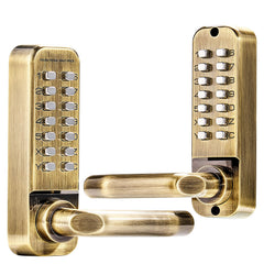 Mechanical Keyless Entry Door Lock, 14 Key Mechanical Door Lock, Mechanical Keypad Door Lock with Handle, Double-Sided Stainless Steel Waterproof Keyless Gate Lock, for Home Office Fence Garage