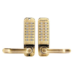 Mechanical Keyless Entry Door Lock, 14 Key Mechanical Door Lock, Mechanical Keypad Door Lock with Handle, Double-Sided Stainless Steel Waterproof Keyless Gate Lock, for Home Office Fence Garage