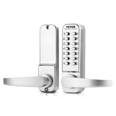 Mechanical Keyless Entry Door Lock, 14 Key Mechanical Door Lock, Mechanical Keypad Door Lock with Handle, Stainless Steel Waterproof Keyless Gate Lock, for Home Office Outdoor Fence Garage Yard