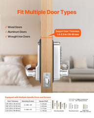 Mechanical Keyless Entry Door Lock, 14 Key Mechanical Door Lock, Mechanical Keypad Door Lock with Handle, Stainless Steel Waterproof Keyless Gate Lock, for Home Office Outdoor Fence Garage Yard