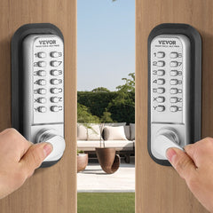 Mechanical Keyless Entry Door Lock, 14 Key Mechanical Door Lock, Mechanical Keypad Door Lock with Handle, Stainless Steel Waterproof Keyless Gate Lock, for Home Office Outdoor Fence Garage Yard