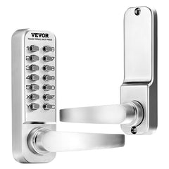 Mechanical Keyless Entry Door Lock, 14 Key Mechanical Door Lock, Mechanical Keypad Door Lock with Handle, Stainless Steel Waterproof Keyless Gate Lock, for Home Office Outdoor Fence Garage Yard
