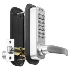 Mechanical Keyless Entry Door Lock, 14 Key Mechanical Door Lock, Mechanical Keypad Door Lock with Handle, Stainless Steel Waterproof Keyless Gate Lock, for Home Office Outdoor Fence Garage Yard