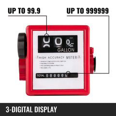 Mechanical Fuel Meter 20 GPM Fuel Flow Meter 3-Digital Batch Display Fuel Transfer Meter 2.54 cm Diesel Fuel Flow Meter All Fuel Transfer Pumps Gasoline Flow Meter
