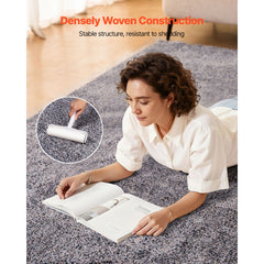 Indoor Plush Area Rugs, 2.74 x 3.66 m Plush Carpet, Area Rugs Furry with Long Plushs Pile, Thick & Durable High-Pile Rug for High-Traffic Areas, Non-Shedding & Non-Slip Backing, Blue-Gray