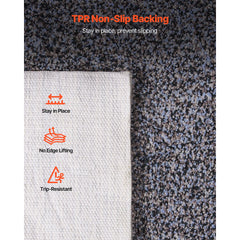 Indoor Plush Area Rugs, 2.74 x 3.66 m Plush Carpet, Area Rugs Furry with Long Plushs Pile, Thick & Durable High-Pile Rug for High-Traffic Areas, Non-Shedding & Non-Slip Backing, Blue-Gray
