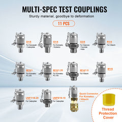 Hydraulic Pressure Test Kit, 250/400/600bar, 3 Gauges 11 Test Couplings 3 Test Hoses, Excavator Hydraulic Test Gauge Set with Portable Carrying Case for Excavator Tractors Construction Machinery