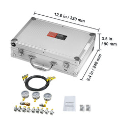 Hydraulic Pressure Test Kit, 250/400/600bar, 3 Gauges 11 Test Couplings 3 Test Hoses, Excavator Hydraulic Test Gauge Set with Portable Carrying Case for Excavator Tractors Construction Machinery
