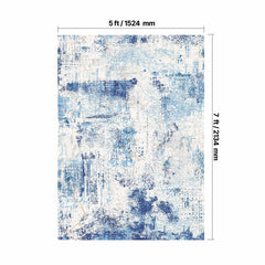 Area Rug, 1524x2133.6mm Large Washable Rug, Non-Slip and Tear-Resistant Soft Carpet, Pet & Child Friendly Modern Area Rugs, Indoor Mat for Bedroom, Office, Living Room, Kids Room, Entryway, Blue
